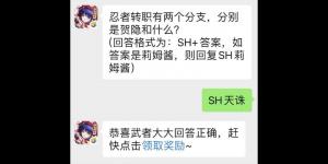 忍者转职有两个分支，分别是贺隐和什么？侍魂手游每日问答试炼9月26日