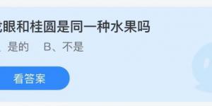 龙眼和桂圆是同一种水果吗？蚂蚁庄园8月9日今日答案最新