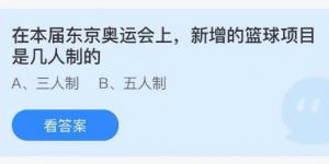 在本届东京奥运会上，新增的篮球项目是几人制的？蚂蚁庄园8月7日今日答案最新