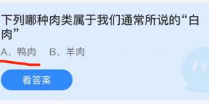 下列哪种肉类属于我们通常所说的白肉？蚂蚁庄园小课堂今天答案最新11月15日