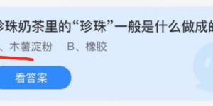 珍珠奶茶里的珍珠─般是什么做成的？蚂蚁庄园小课堂12月8日答案最新
